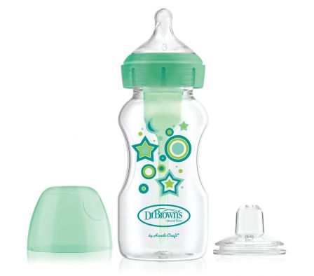 DR BROWNS  BIBERON TRANSICION DE BOCA ANCHA  VERDE 270ML