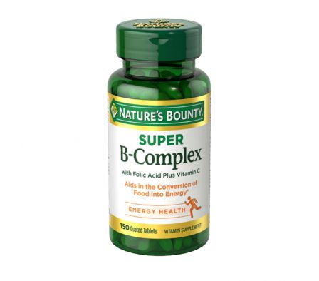 NATURES BOUNTY SUPER COMPLEJO B + ACIDO FOLICO Y VIT. C (Frasco de 150 tabletas)