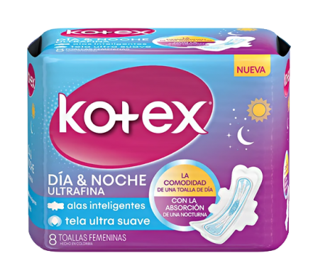 KOTEX TOALLAS FEMENINA NOCT CON ALAS X8UNI