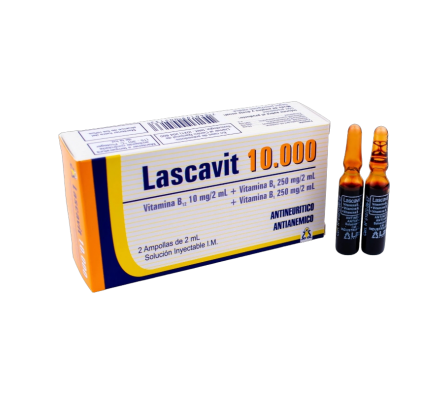 lascavit 10.000 - 2 ampollas de 2ml + solución inyectable