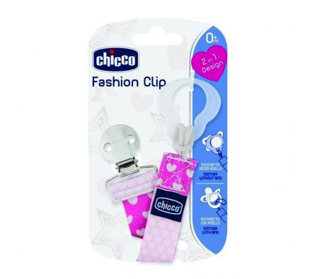 CHICCO CLIP PORTA CHUPETE ROSA