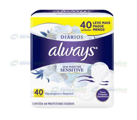 ALWAYS PROTECTORES DIARIOS S/ PERFUME SENSITIVE X 40UNI