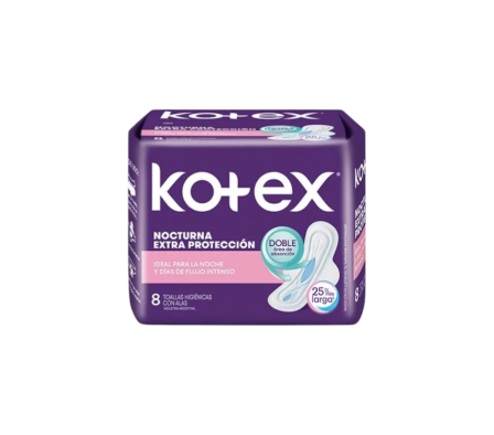 KOTEX TOALLAS FEMENINA NOCTURNO CON ALAS X8UNI
