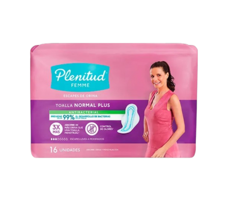 PLENITUD TOALLA FEME LARGO C/ALAS ANTIBAC X16