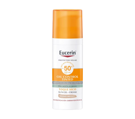 EUCERIN SUN FACIAL TOQUE SECO FPS50+50ML TONO MEDIO
