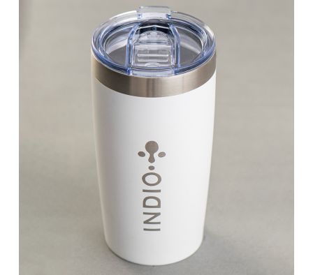 INDIO VASO ACERO BLANCO INOX TAPA HERMETICA CON ABRIDOR 550ML