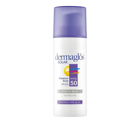 DERMAGLOS PROTECTOR SOLAR FPS 50
EFECTO SECO MATIFICANTE 50G