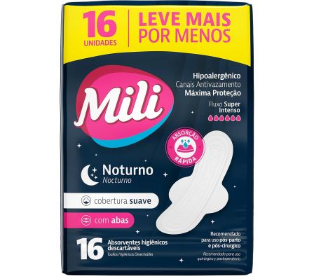 MILI TOALLAS NOCTURNO X 16 UNIDAD