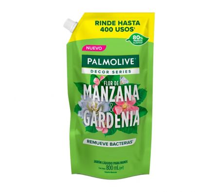 PALMOLIVE JABON LIQUIDO PARA MANOS FLOR DE MANZANA Y GARDENIA 800 ML