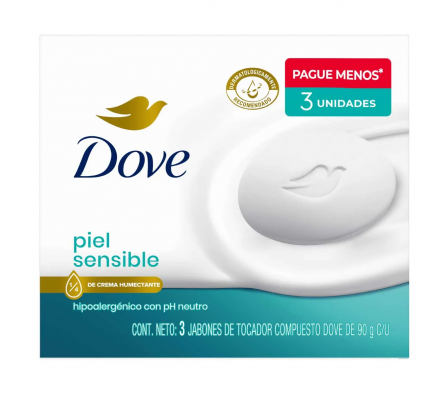 DOVE JAB PIEL SENSIBLE 16 X3 X90 GR
