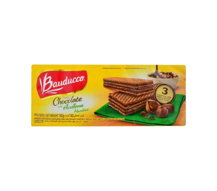 BAUDUCO WAFER X 140 GR. CHOCOLATE Y AVELL.
