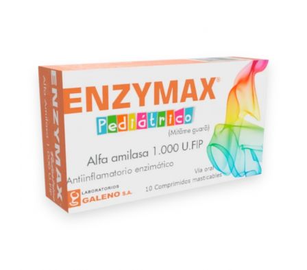 ENZYMAX PEDIATRICO 1.000 CAJA X 10 COMP MASTICABLES SABOR TUTTI FRUTTI