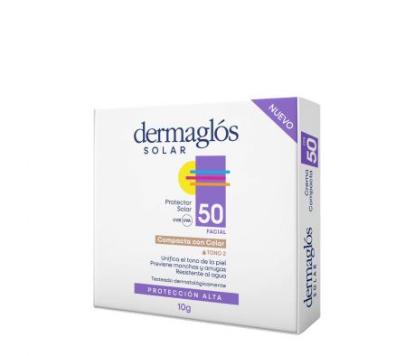 DERMAGLOS SOLAR CREMA FACIAL COMPACTA CON COLOR FPS 50 TONO2X10G