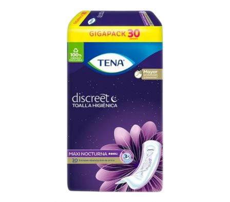 TENA TOALLA  HIG  DISCREET MAXI NIGHT 8X30
