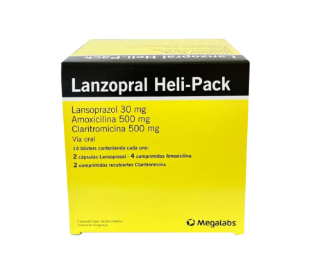 LANZOPRAL HELI-PACK COMP. REC. -CAJA X 14 BLIST. X 2 Caps. Lanzoprazol + 2 Comp. Rec. Claritromicina