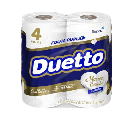 DUETTO PAPEL HIG. DOBLE HOJA NEUTRO X 4