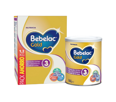 DUOPACK BEBELAC GOLD 3 DE 1.2 KG+ LATA DE 400G