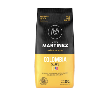 CAFE MARTINEZ MOLIDO SUAVE PAQ,COLOMBIA 250GR
