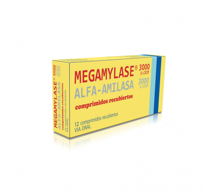 MEGAMYLASE 3000 MG CAJA X 12 COMPRIMIDOS