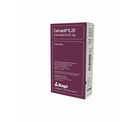 CARVEDIL 6.25MG  CAJA X 28 COMPRIMIDOS