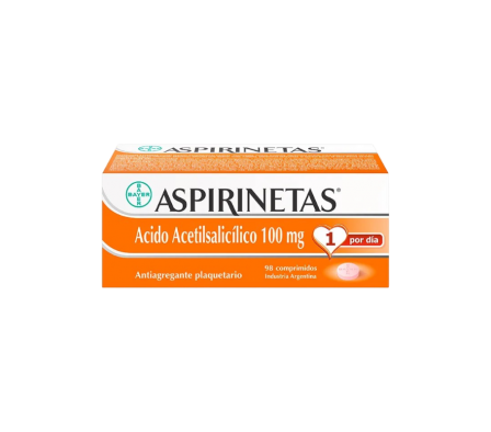 Aspirinetas  Ácido Acetilsalicílico 100 mg -Tira de 14 comprimidos