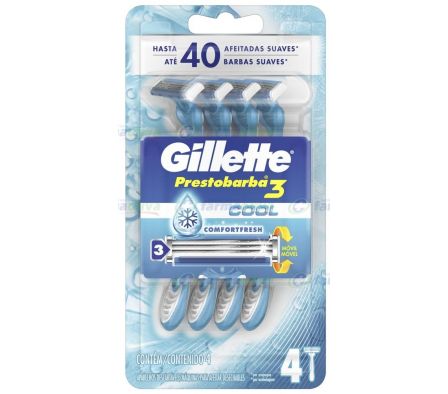GILLETE  PRESTOBARBA MAQUINA DE AFEITAR 3 HOJAS COOLFRESH X 4 UNIDADES
