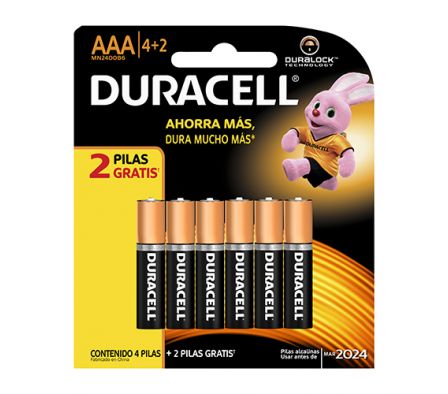 PILA DURACELL AAA (1500) X 4 + 2 GRATIS