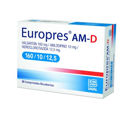 EUROPRES AM-D 160/10/12.5MG COMP. CAJA X 30