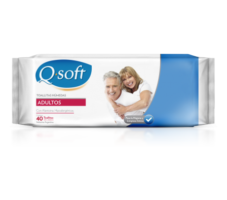 QSOFT TOALLITAS  HUMEDAS  P/ADULTOS X 40 UNI. R.404