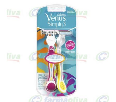 GILLETTE VENUS MAQUINA DE AFEITAR  SIMPLY 3 X 2 UNIDADES