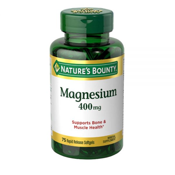 NATURES BOUNTY MAGNESIO 400 MG (Frasco de 75 cápsulas blandas)