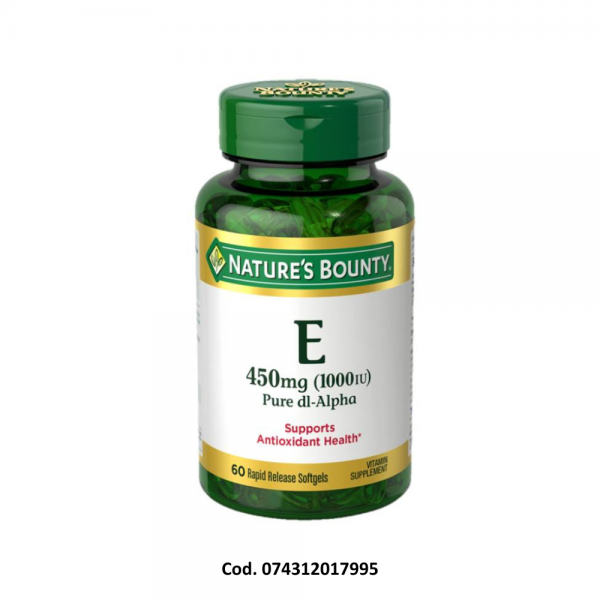 NATURES BOUNTY VITAMINA E 1000 IU (Frasco de 60 cápsulas blandas)