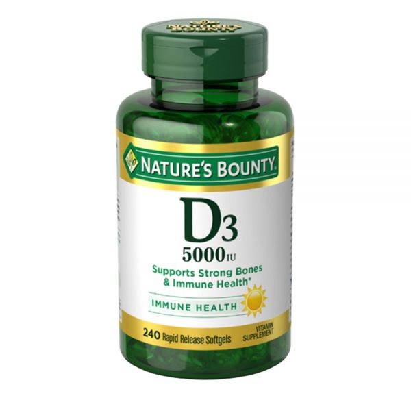 NATURES BOUNTY VITAMINA D3 5000 IU (Frasco de 240 cápsulas blandas)