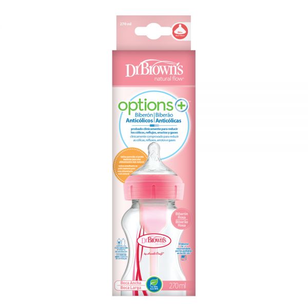 DR BROWNS BIBERON DE BOCA ANCHA OPTIONS ROSA 270ML