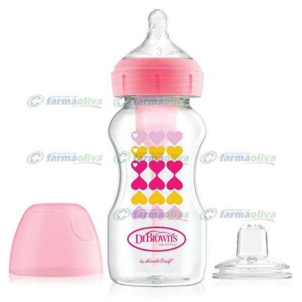 DR BROWNS BIBERON TRANSICION DE BOCA ANCHA ROSA 270ML
