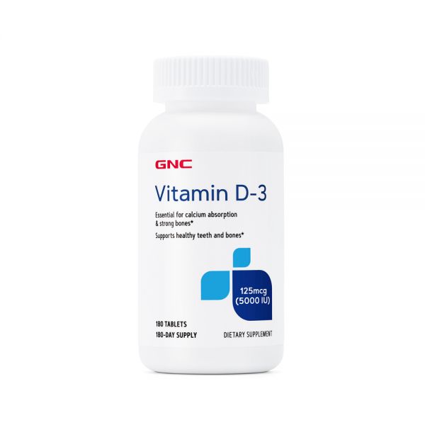 GNC VITAMINA D 3 5000UI X 180 TABLETAS.