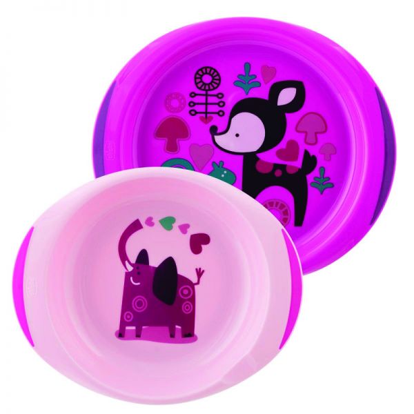 CHICCO SET DE PLATOS ROSA 12M+