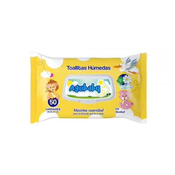 AGUBABY TOA.HUMEDAS X 50 UNID. C/TAPA.MANZANILLA