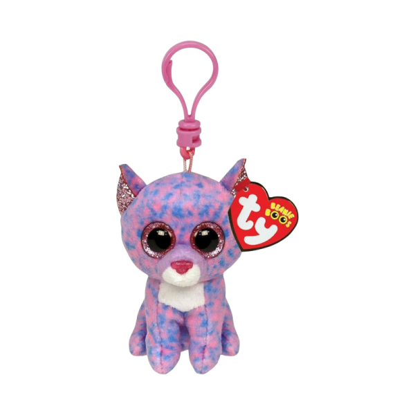 TY BEANIE BOOS CASSIDY GATO LAVANDA CLIP