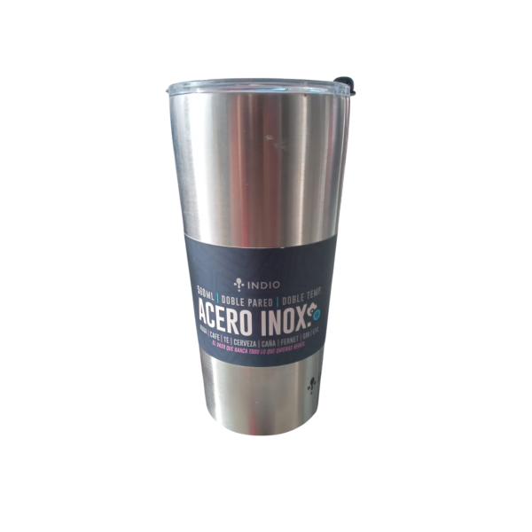 INDIO VASO TERMICO DE ACERO CERVECERO HERMETICO CON ABRIDOR 560ML