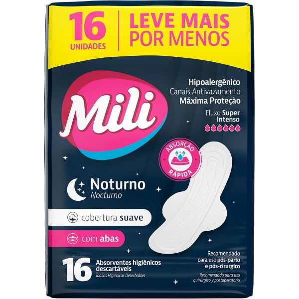 MILI TOALLAS NOCTURNO X 16 UNIDAD