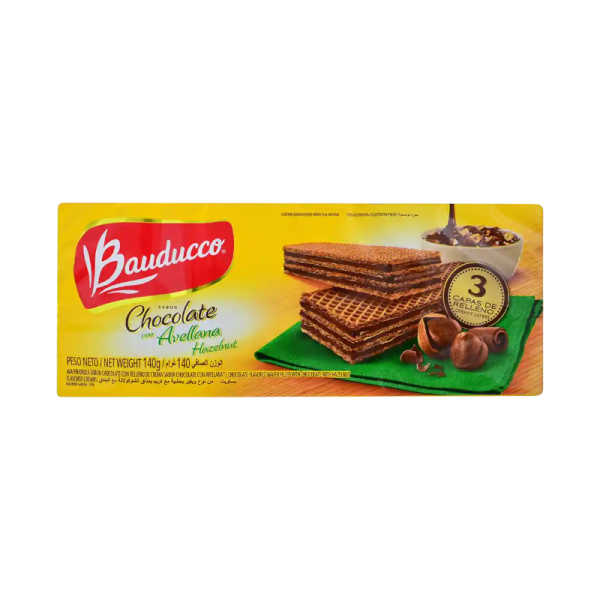 BAUDUCO WAFER X 140 GR. CHOCOLATE Y AVELL.