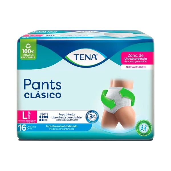 TENA PANAL PANTS CLASICO LARGE 4X16