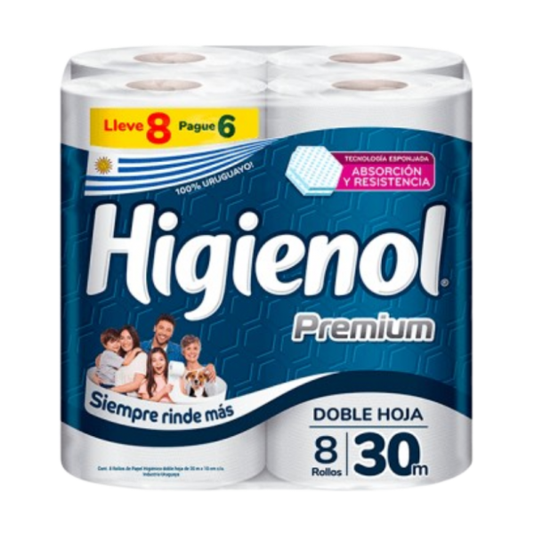 HIGIENOL PAPEL HIGIENICO DH PREMIUM X 8 UNID.