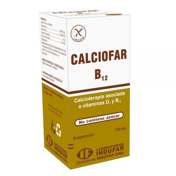CALCIOFAR B12 30GR/6GR/5MG/15000UI SP-OR ENVASE X 120ML