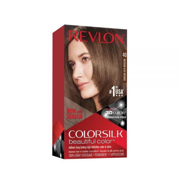 REVLON HAIR COLORSILK MEDIUM ASH BROWN-4A