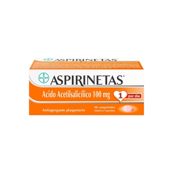 Aspirinetas Ácido Acetilsalicílico 100 mg -Tira de 14 comprimidos