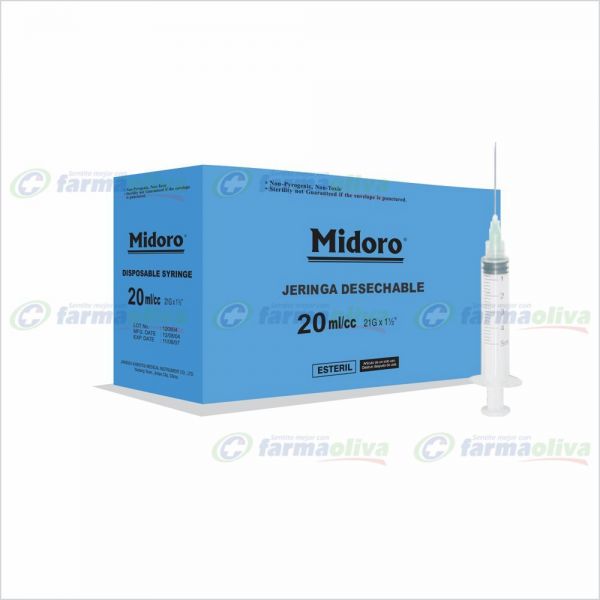 JERINGA 20 C.C.MIDORO 21 X 1.1/2 C/AGUJA.