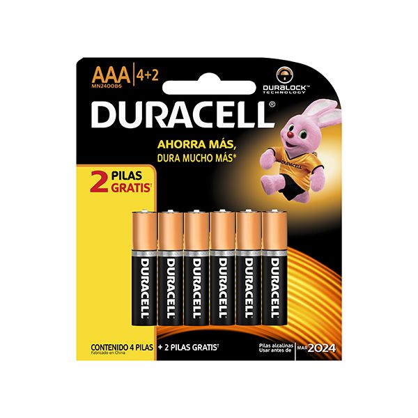 DURACELL PILAS AAA X 4 + 2 GRATIS/48