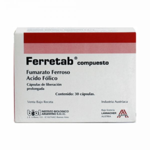 FERRETAB COMPUESTO 600MG CAPS CAJA X 30